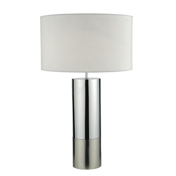 Ingleby Table Lamp 2 Tone Base Polished Chrome And Brushed Chrome With Shade - Image 3