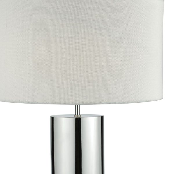 Ingleby Table Lamp 2 Tone Base Polished Chrome And Brushed Chrome With Shade