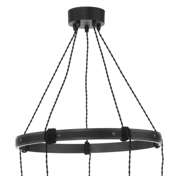 Ivan 5 Light Pendant Rustic Wood Aged Brass Detail