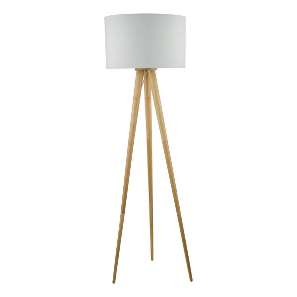 Ivor Tripod Floor Lamp Light Oak With Shade - Image 2