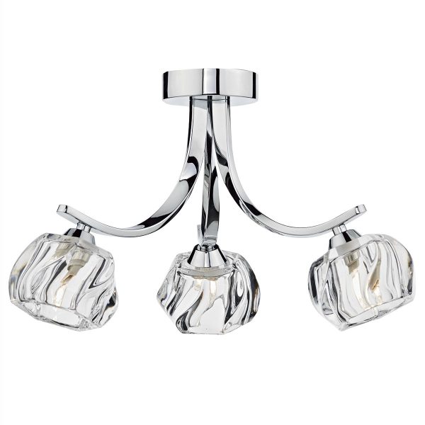 Ivy 3 Light Semi Flush Polished Chrome - Image 4