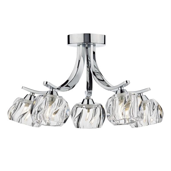 Ivy 5 Light Semi Flush Polished Chrome And Clear Glass - Image 4