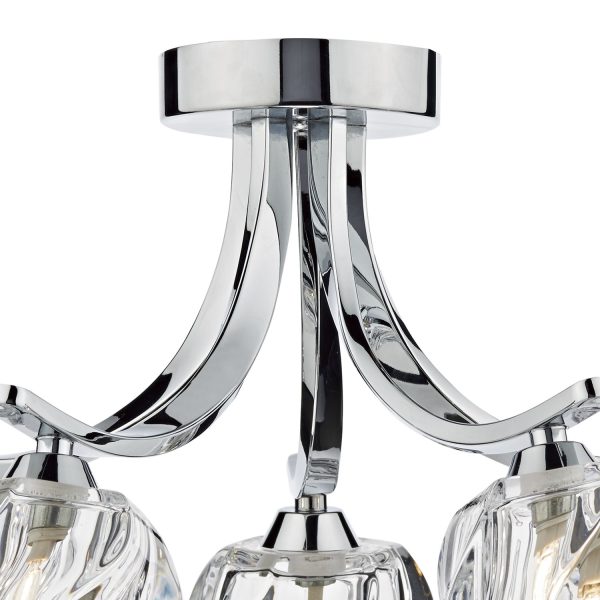 Ivy 5 Light Semi Flush Polished Chrome And Clear Glass - Image 3