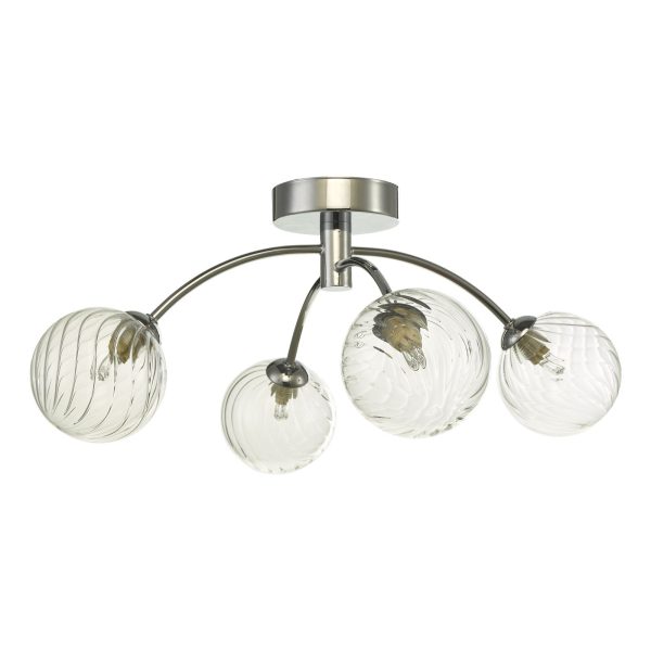 Izzy 4 Light Semi Flush Polished Chrome Twisted Glass - Image 2