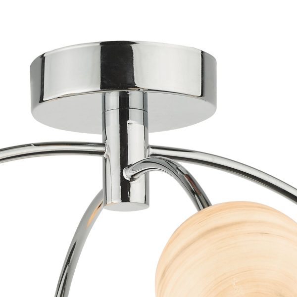 Izzy 4 Light Semi Flush Polished Chrome Swirl Glass - Image 4