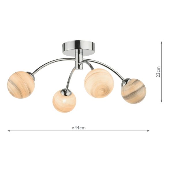 Izzy 4 Light Semi Flush Polished Chrome Swirl Glass - Image 6