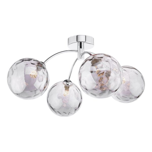 Izzy 4 Light Semi Flush Polished Chrome Smoked Dimpled Glass