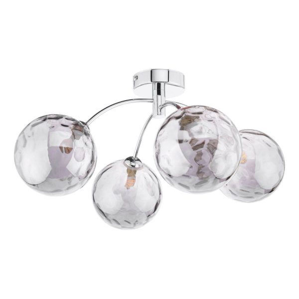 Izzy 4 Light Semi Flush Polished Chrome Smoked Dimpled Glass - Image 2