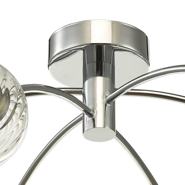 Izzy 6 Light Semi Flush Polished Chrome Twisted Glass - Image 5