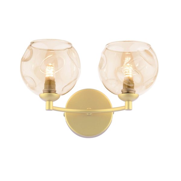 Izzy 2 Light Wall Light Gold & Champagne Dimpled Glass