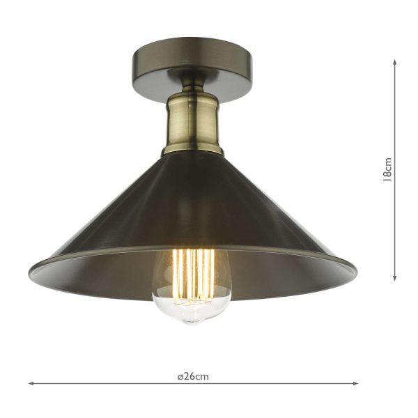 Jalen 1 Light Flush Graphite Antique Brass - Image 5