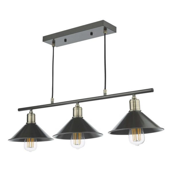 Jalen 3 Light Bar Pendant Graphite Antique Brass - Image 2