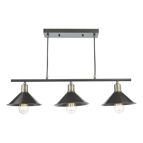 Jalen 3 Light Bar Pendant Graphite Antique Brass - Image 3