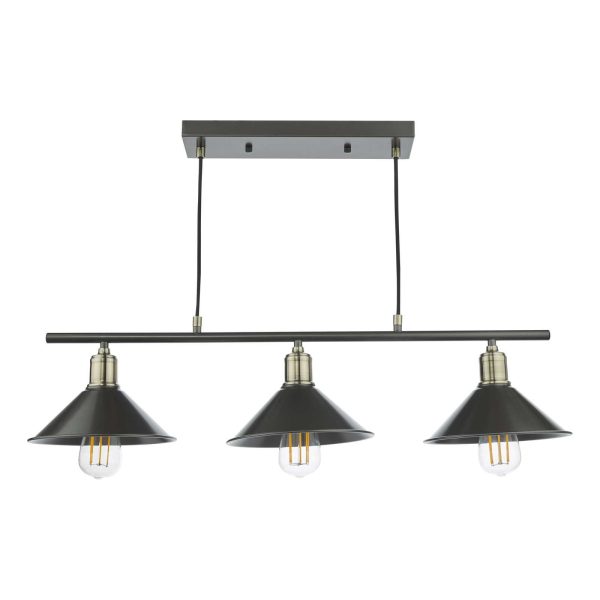 Jalen 3 Light Bar Pendant Graphite Antique Brass - Image 4