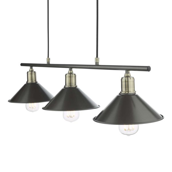 Jalen 3 Light Bar Pendant Graphite Antique Brass - Image 5