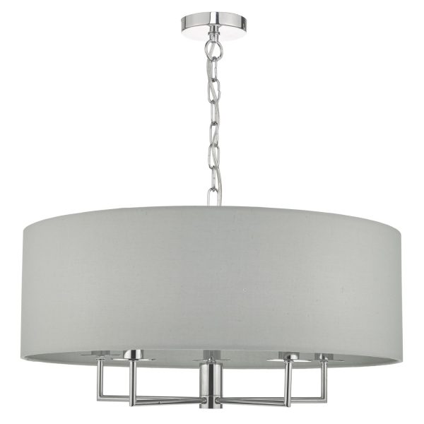 Jamelia 5lt Pendant Polished Chrome & Grey - Image 2