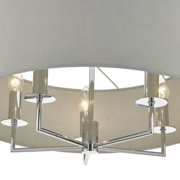 Jamelia 5lt Pendant Polished Chrome & Grey - Image 3