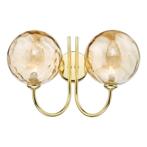 Jared 2 Light Wall Light Polished Gold Champagne Dimpled Glass - Image 2