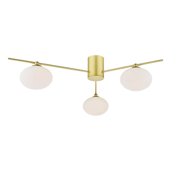 Jasper 3 Light Semi-Flush Satin Gold and Opal Glass