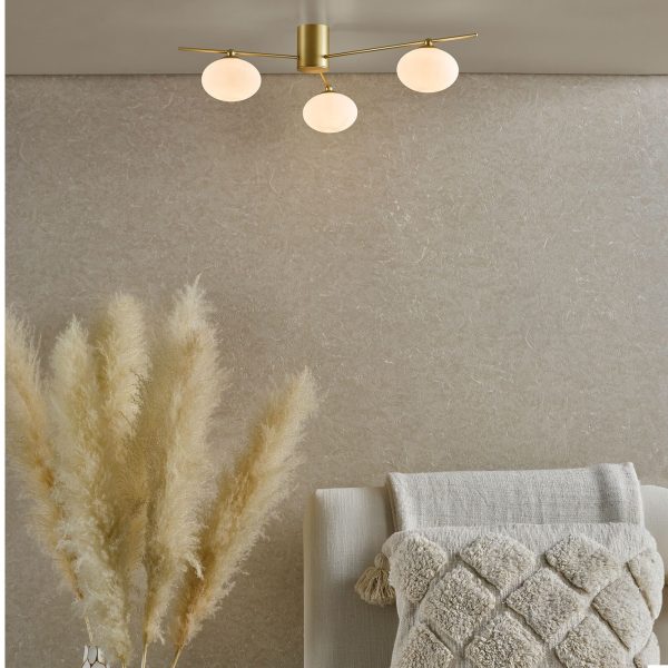 Jasper 3 Light Semi-Flush Satin Gold and Opal Glass - Image 5