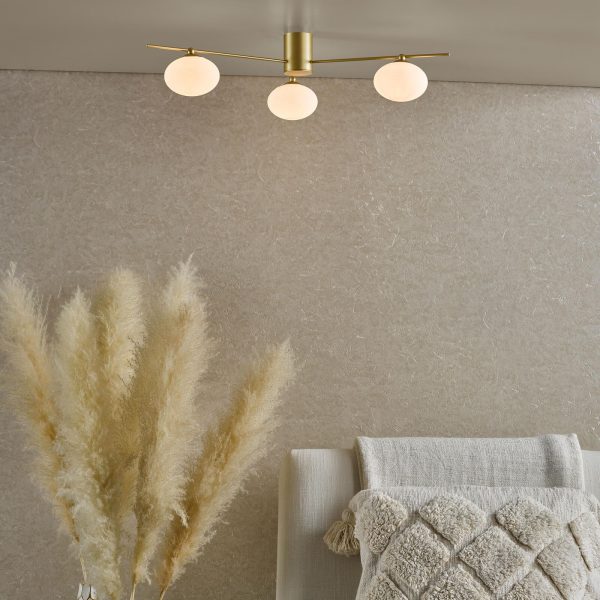 Jasper 3 Light Semi-Flush Satin Gold and Opal Glass - Image 7