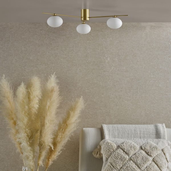 Jasper 3 Light Semi-Flush Satin Gold and Opal Glass - Image 8