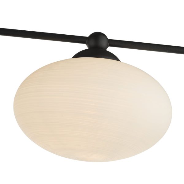 Jasper 5 Light Semi Flush Ceiling Light Matt Black Opal Glass - Image 3