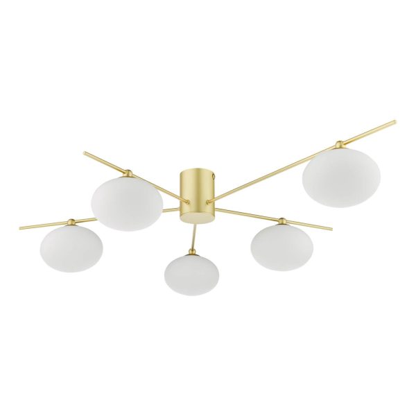 Jasper 5 Light Semi-Flush Satin Gold and Opal Glass - Image 2