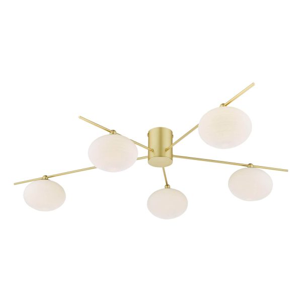 Jasper 5 Light Semi-Flush Satin Gold and Opal Glass - Image 3