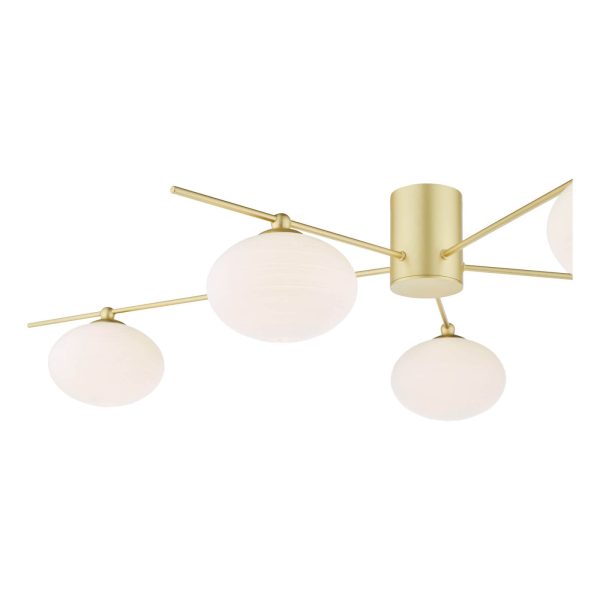 Jasper 5 Light Semi-Flush Satin Gold and Opal Glass - Image 6