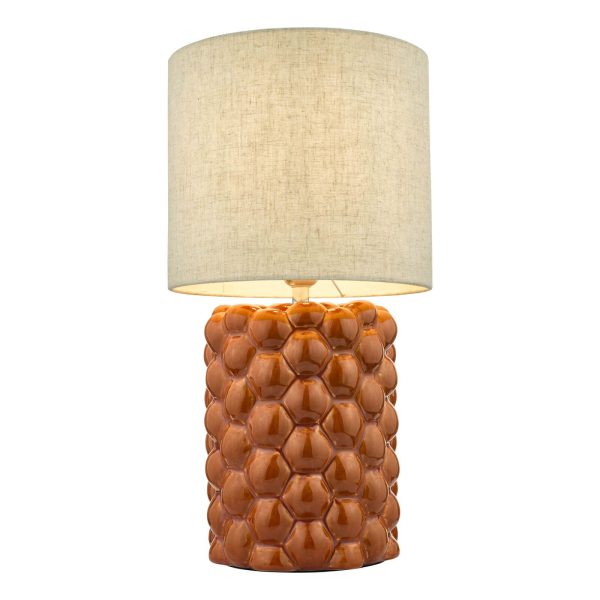 Jayden Table Lamp Orange Glaze With Shade - Image 3