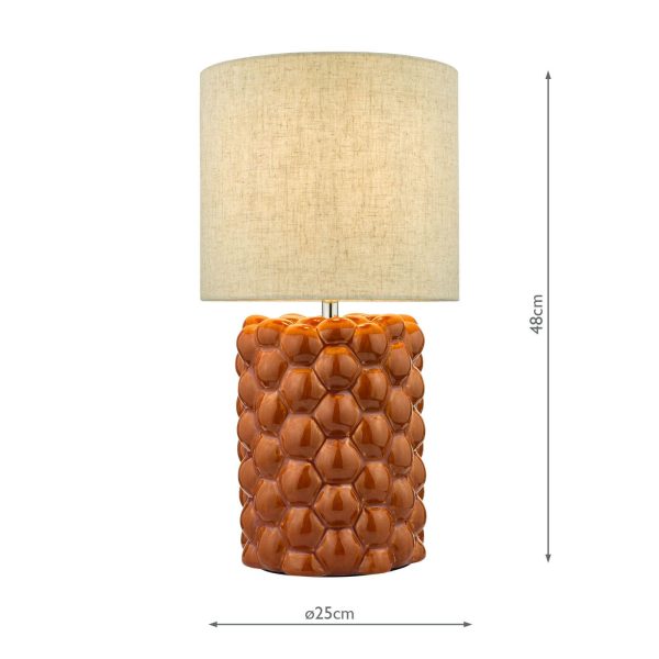 Jayden Table Lamp Orange Glaze With Shade - Image 5