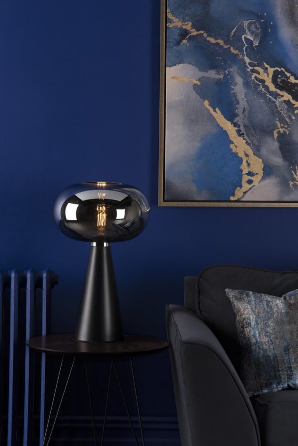 Jensen Table Lamp Smoked Glass Satin Black - Image 3