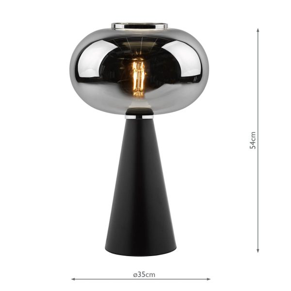 Jensen Table Lamp Smoked Glass Satin Black - Image 7