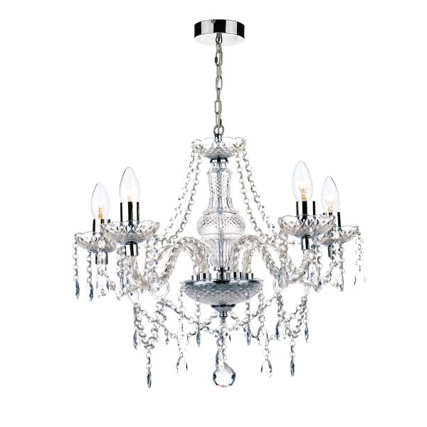 Katie 5 Light Chandelier Polished Chrome Acrylic Glass - Image 3