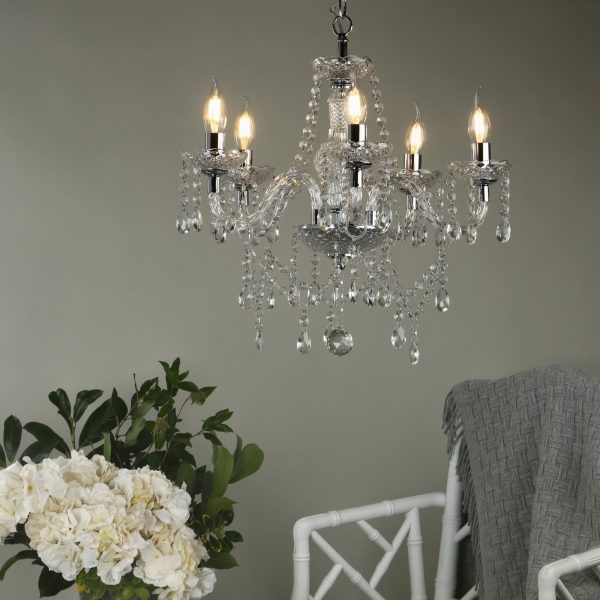 Katie 5 Light Chandelier Polished Chrome Acrylic Glass - Image 6