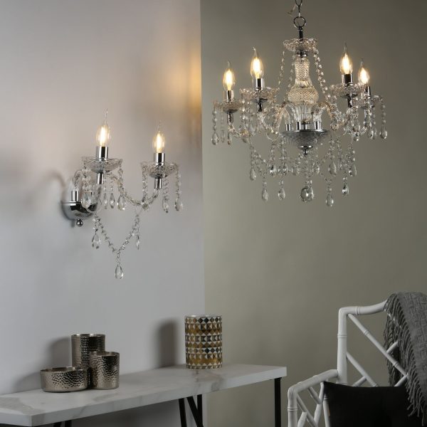 Katie 5 Light Chandelier Polished Chrome Acrylic Glass - Image 7