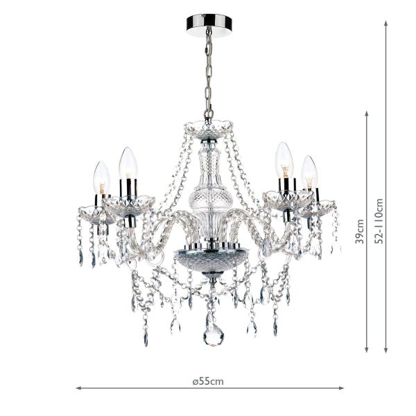 Katie 5 Light Chandelier Polished Chrome Acrylic Glass - Image 8