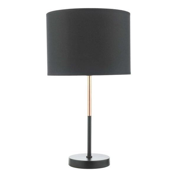 Kelso Table Lamp Matt Black Polished Copper With Shade - Image 2