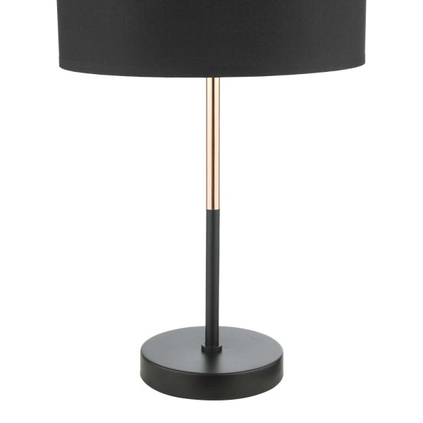 Kelso Table Lamp Matt Black Polished Copper With Shade - Image 4