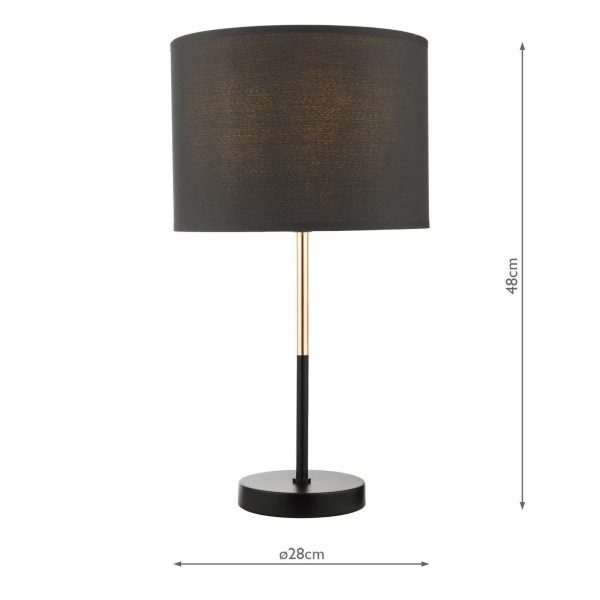 Kelso Table Lamp Matt Black Polished Copper With Shade - Image 7