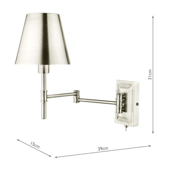 Kensington 1 Light Swing Arm Wall Light Polished Nickel - Image 5