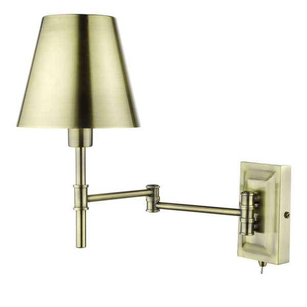 Kensington 1 Light Swing Arm Wall Light Antique Brass - Image 2