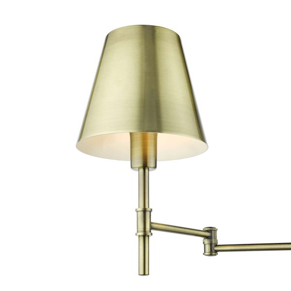 Kensington 1 Light Swing Arm Wall Light Antique Brass - Image 3