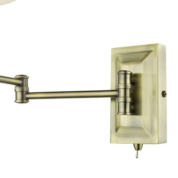 Kensington 1 Light Swing Arm Wall Light Antique Brass - Image 4