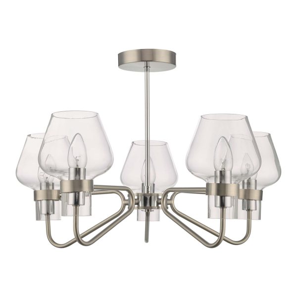 Keta 5 Light Semi Flush Satin Chrome & Polished Chrome - Image 2