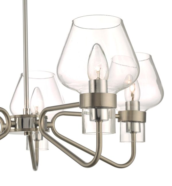 Keta 5 Light Semi Flush Satin Chrome & Polished Chrome - Image 3