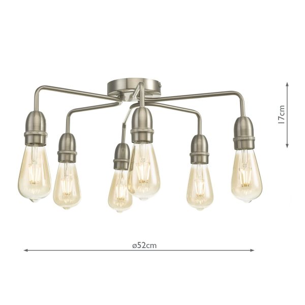 Kiefer 6 Light Flush Satin Chrome - Image 3