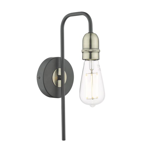 Kiefer 1lt Wall Light Black & Antique Brass