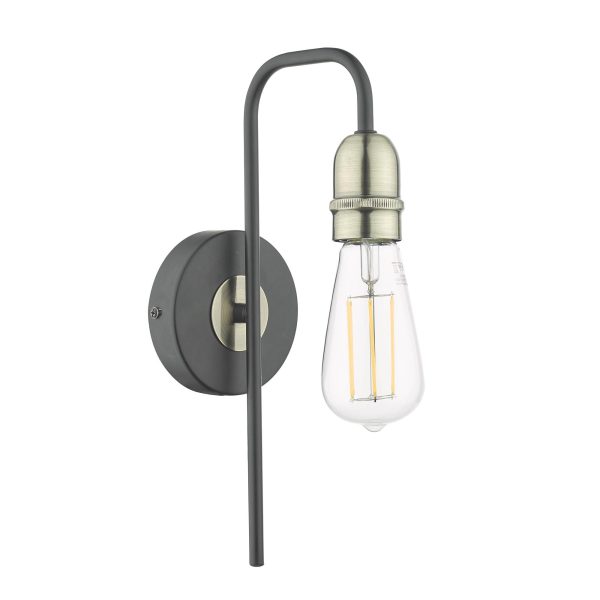 Kiefer 1lt Wall Light Black & Antique Brass - Image 2